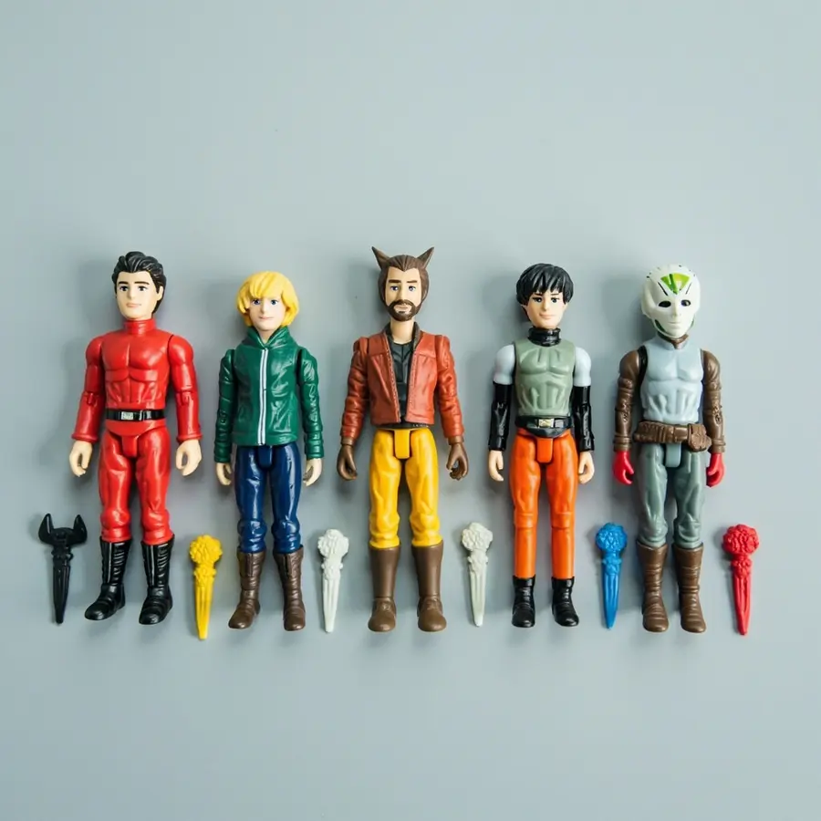 AI-generated example of a small countable group of action figures